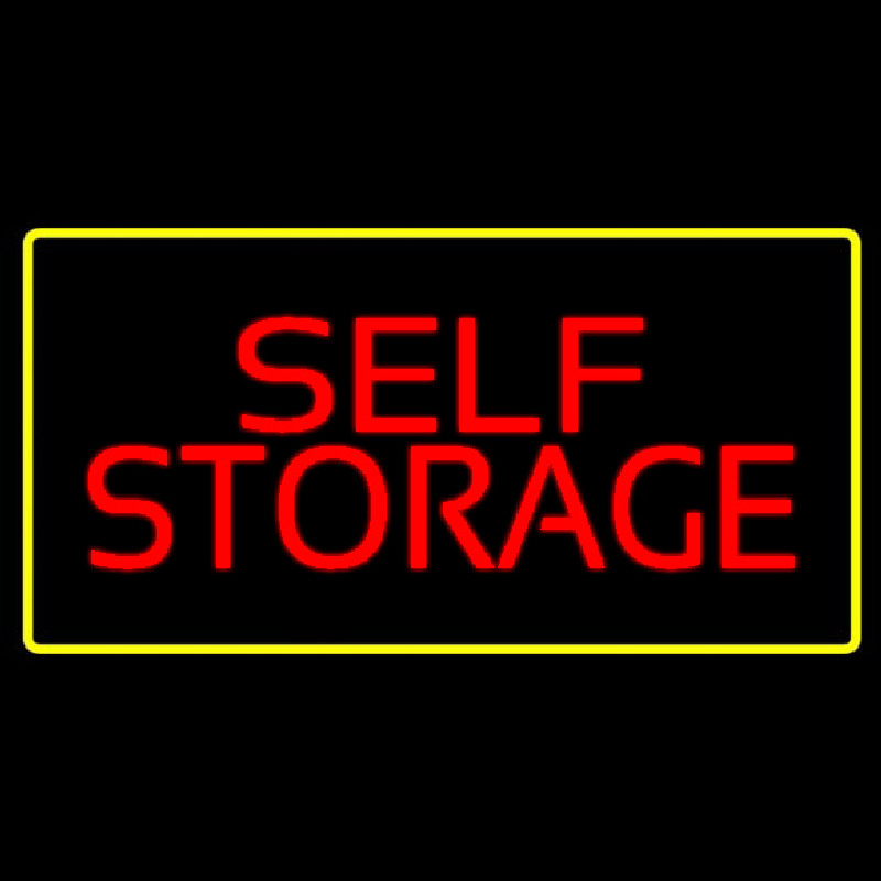 Red Self Storage Yellow Rectangle Neon Sign