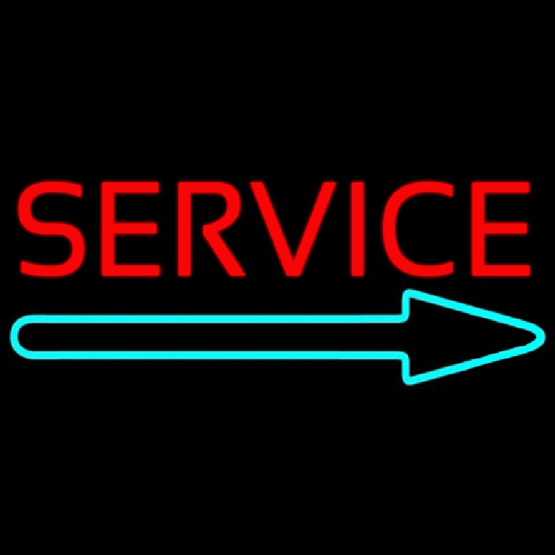 Red Service With Right Arrow 1 Neon Sign