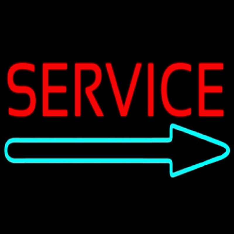 Red Service With Right Arrow Neon Sign