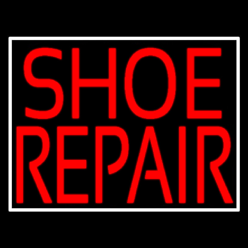 Red Shoe Repair With Border Neon Sign