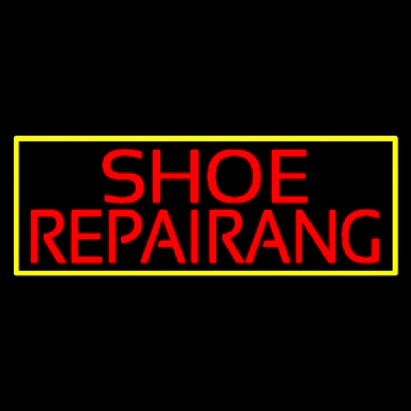 Red Shoe Repairing With Border Neon Sign