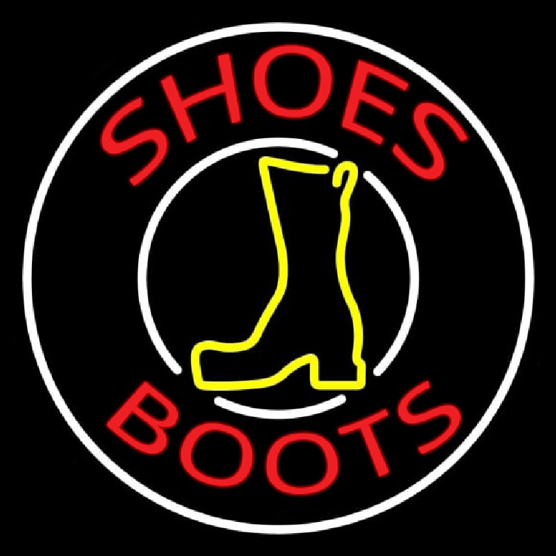 Red Shoes Boots White Border Neon Sign