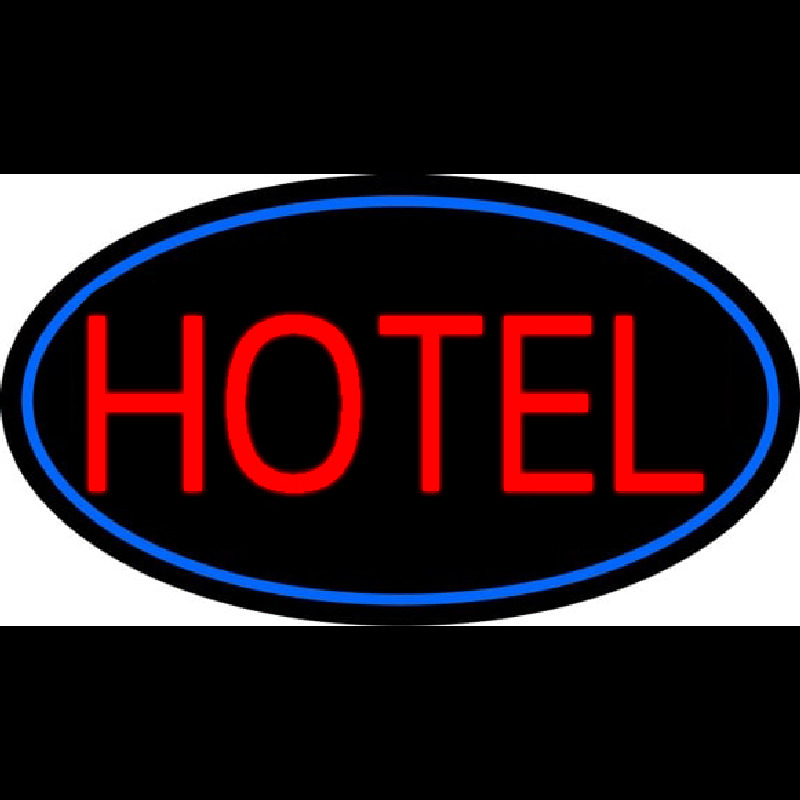 Red Simple Hotel With Blue Border Neon Sign