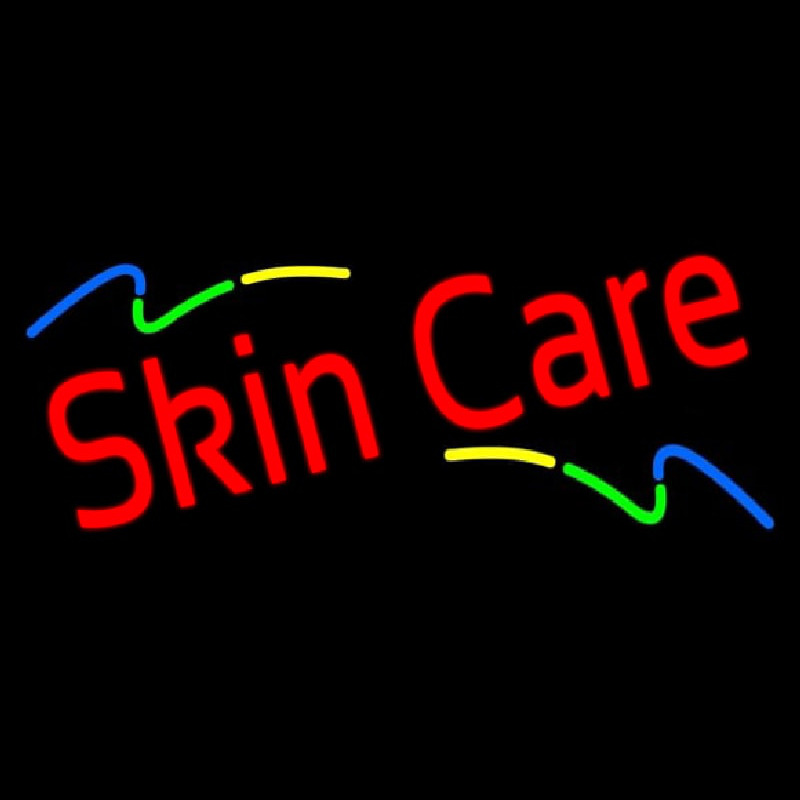 Red Skin Care Multi Colored Waves Neon Sign