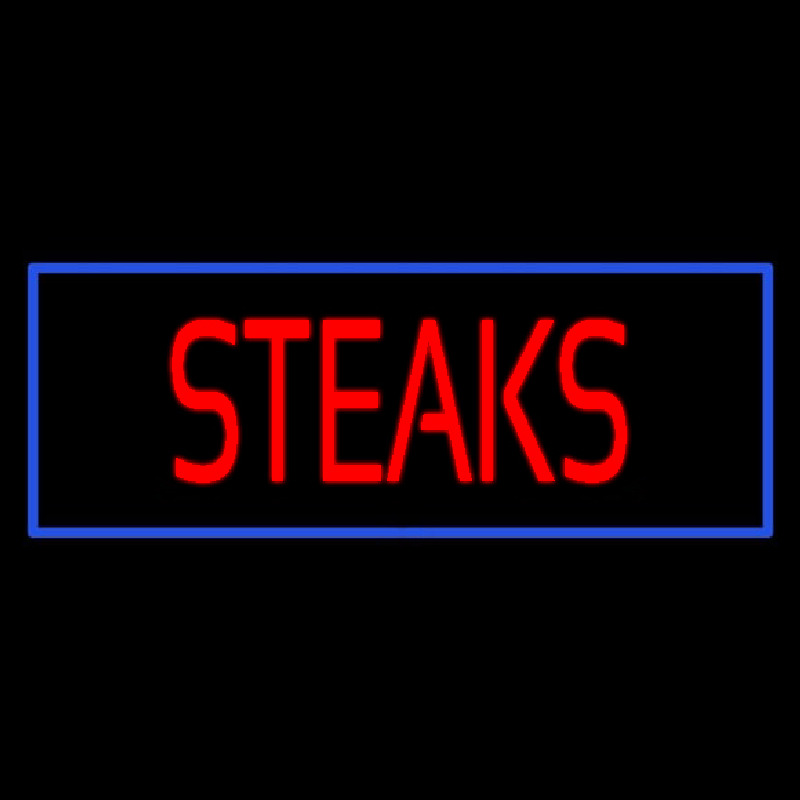 Red Steaks With Blue Border Neon Sign