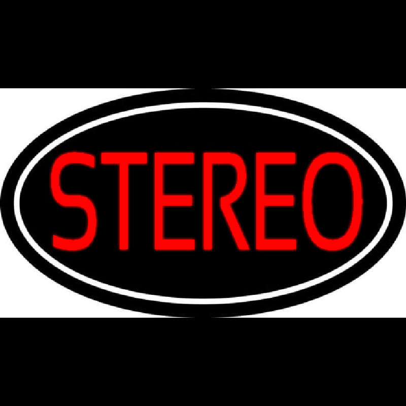 Red Stereo Block White Border 1 Neon Sign