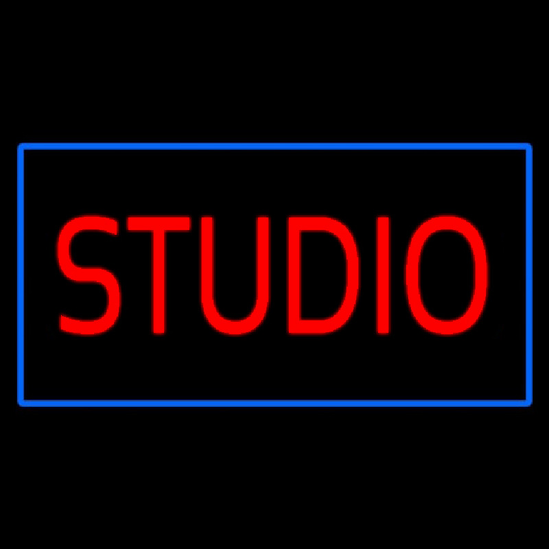 Red Studio Blue Rectangle Neon Sign