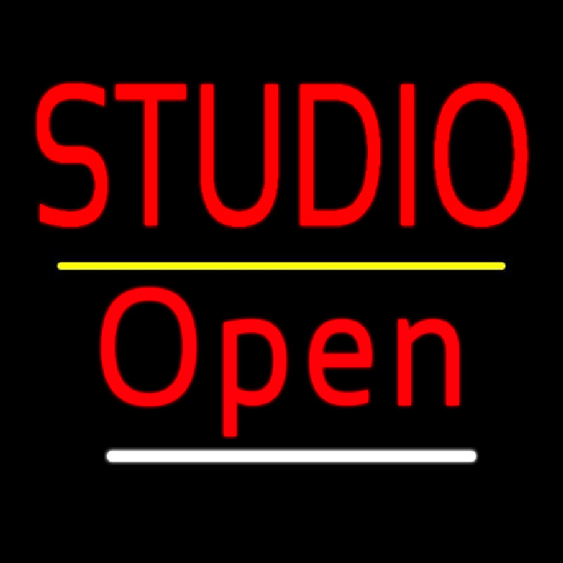 Red Studio Open Yellow Line Neon Sign