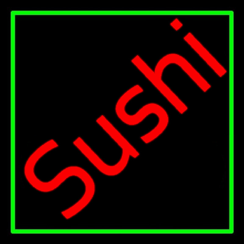 Red Sushi Green Border Neon Sign