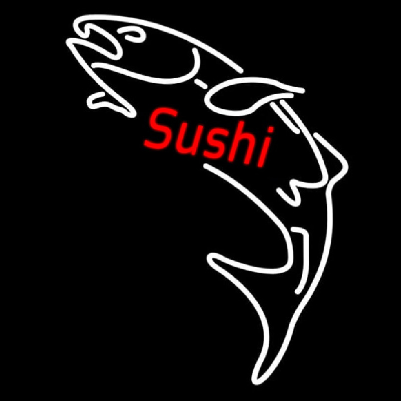 Red Sushi With Fish Logo Neon Sign