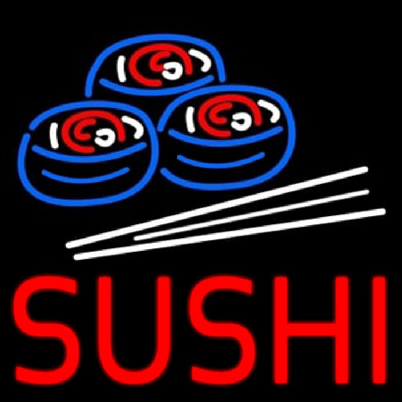 Red Sushi With Sushi Logo Neon Sign