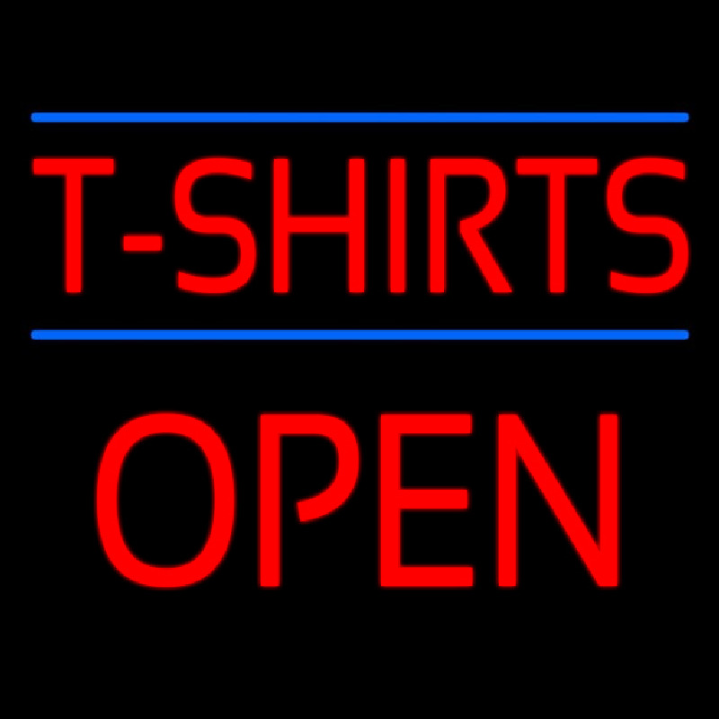 Red T Shirts Block Open Neon Sign