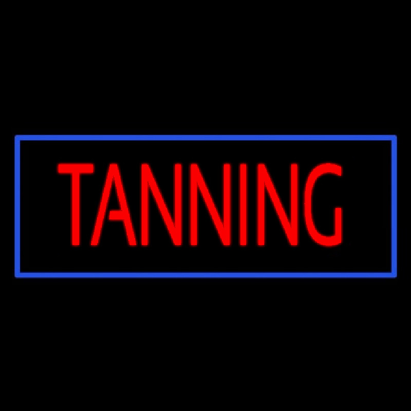 Red Tanning With Blue Border Neon Sign