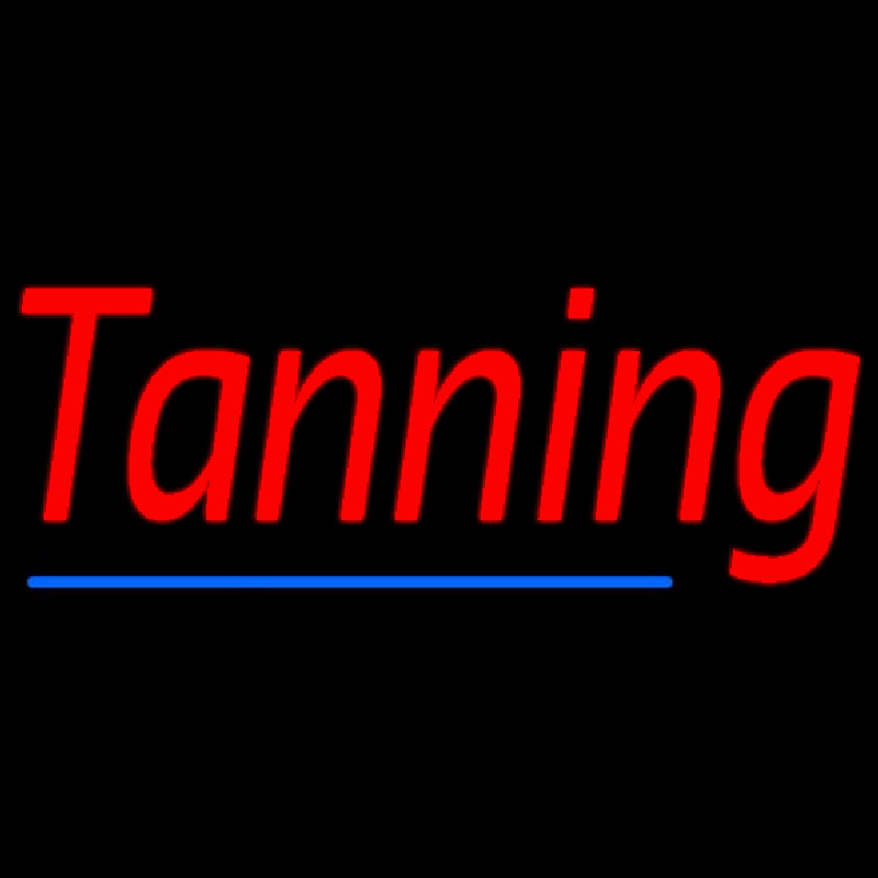 Red Tanning With Blue Line Neon Sign