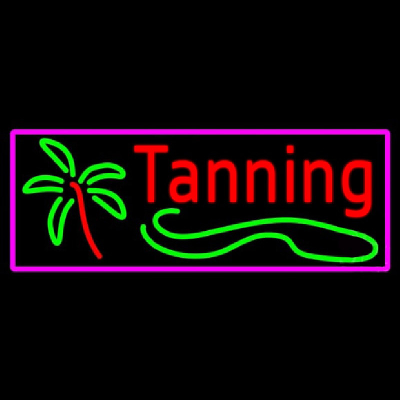 Red Tanning With Palm Tree Neon Sign