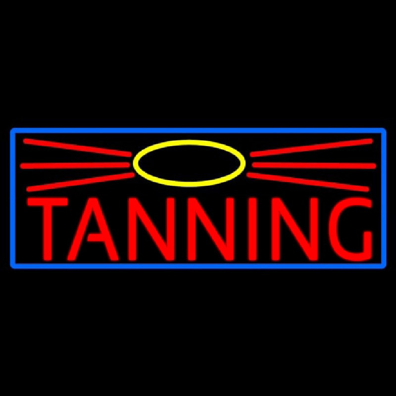 Red Tanning With Sun Logo Neon Sign