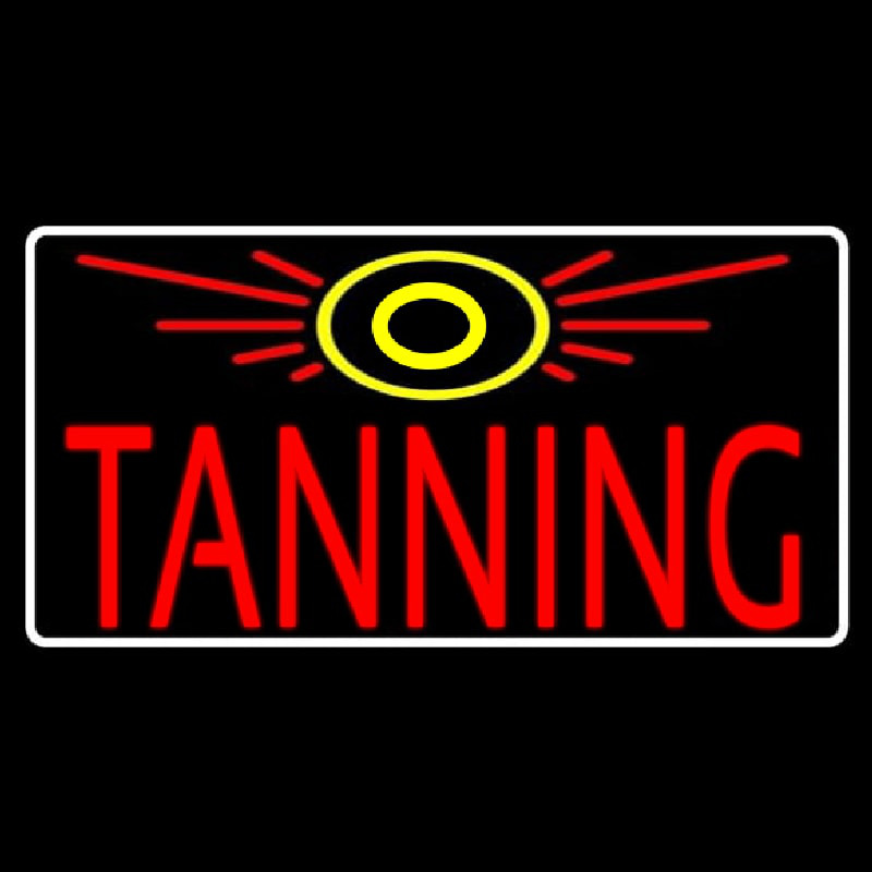 Red Tanning With Sun Logo Neon Sign