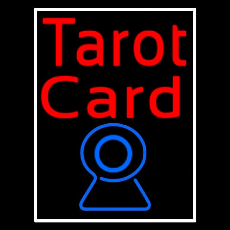 Red Tarot Card Blue Crystal With White Border Neon Sign