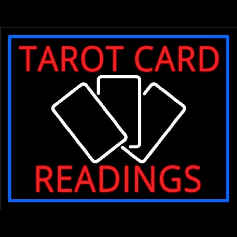 Red Tarot Cards Readings And White Border Neon Sign