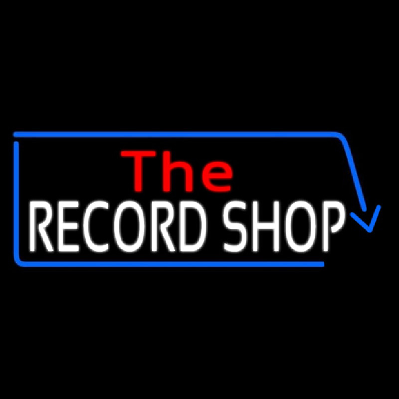Red The White Record Shop Blue Arrow Neon Sign