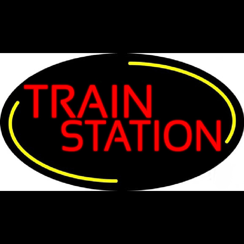 Red Train Station Neon Sign