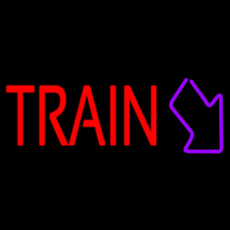 Red Train With Arrow Neon Sign