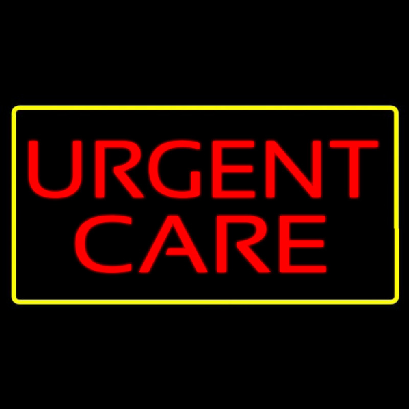 Red Urgent Care Yellow Border Neon Sign