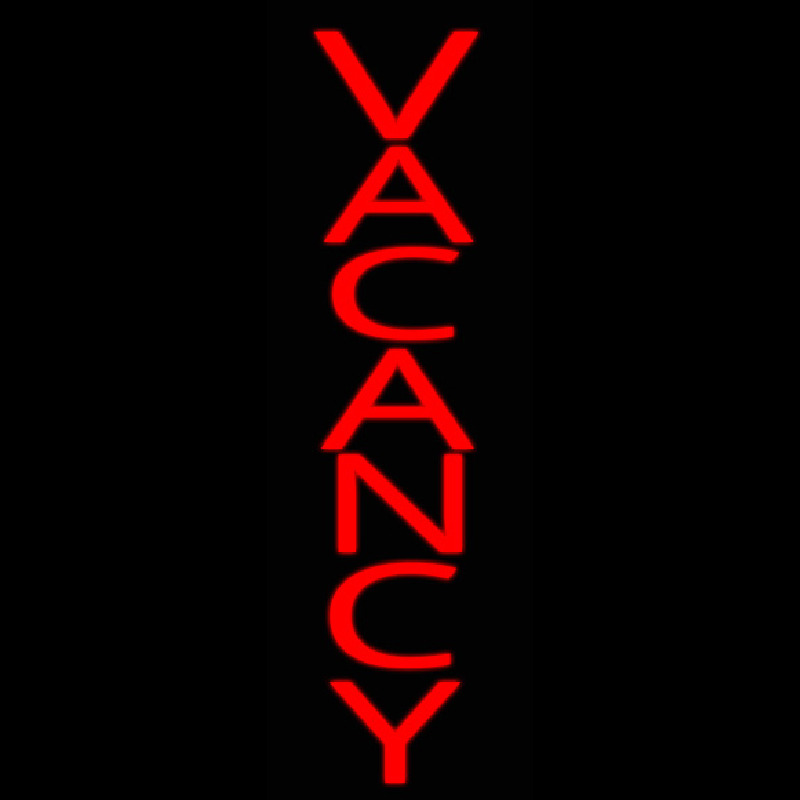 Red Vertical Vacancy Neon Sign