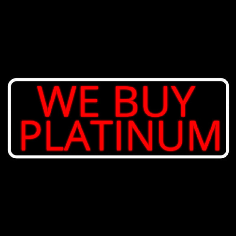 Red We Buy Platinum White Border Neon Sign