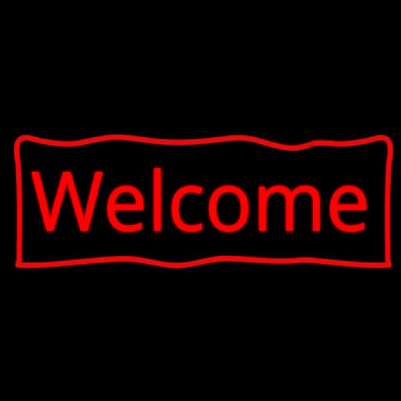 Red Welcome With Outline Neon Sign