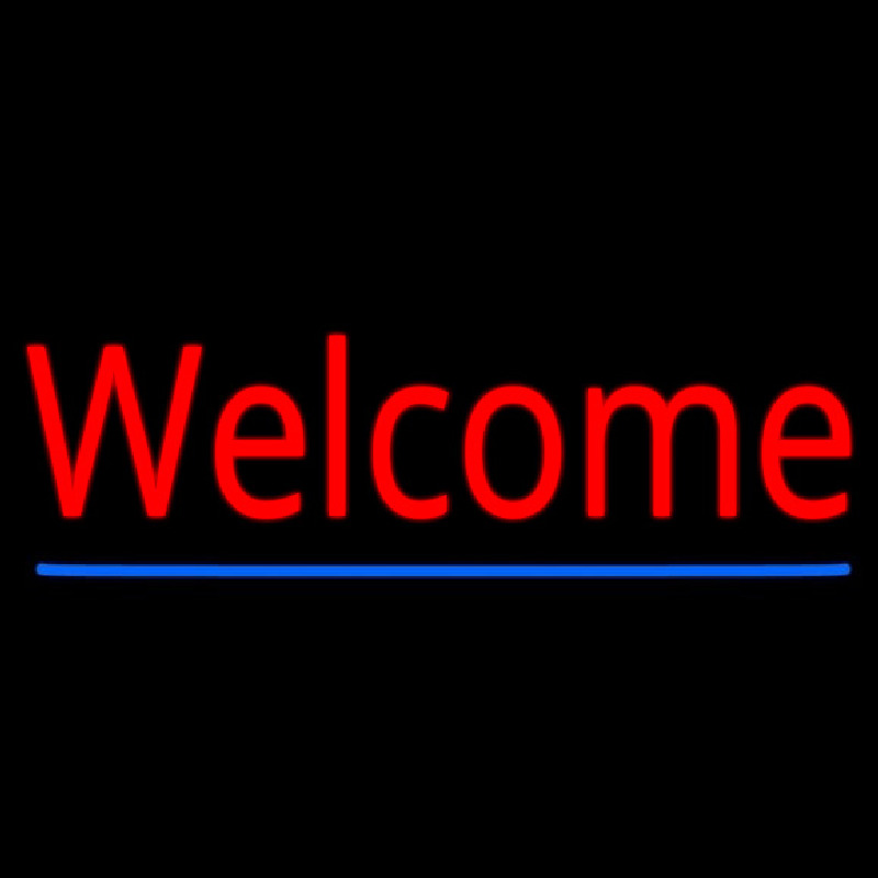 Red Welcome With Underline Neon Sign