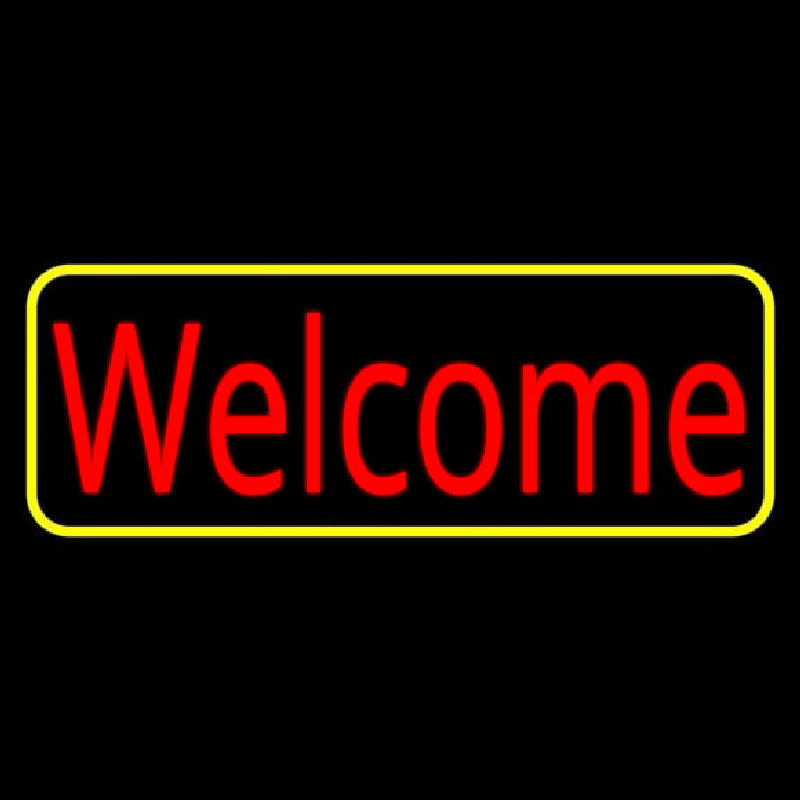 Red Welcome With Yellow Border Neon Sign