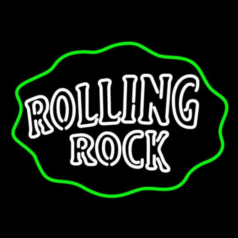 Rolling Rock Double Line Logo With Wavy Circle Beer Sign Neon Sign
