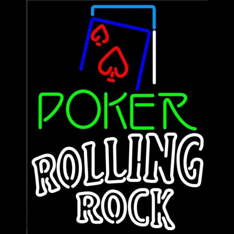 Rolling Rock Green Poker Red Heart Beer Sign Neon Sign