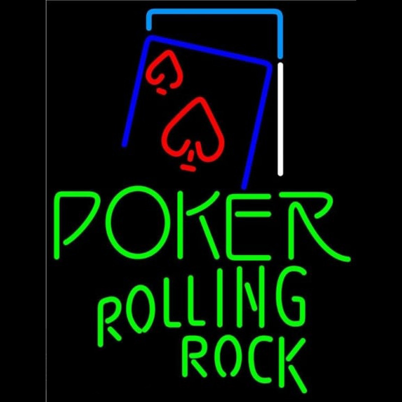 Rolling Rock Green Poker Red Heart Beer Sign Neon Sign