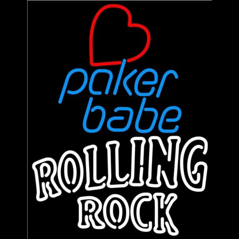Rolling Rock Poker Girl Heart Babe Beer Sign Neon Sign