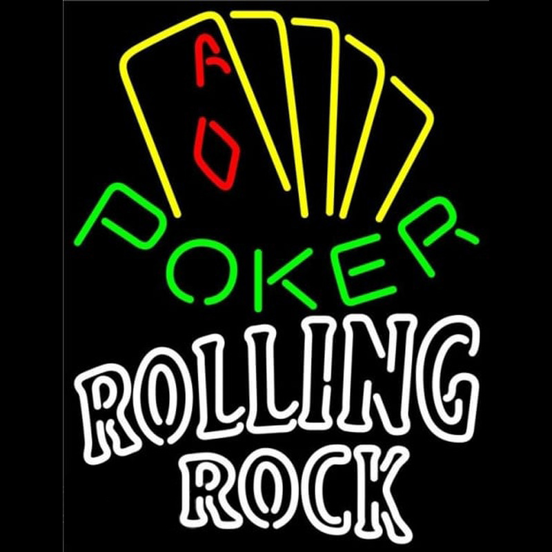 Rolling Rock Poker Yellow Beer Sign Neon Sign
