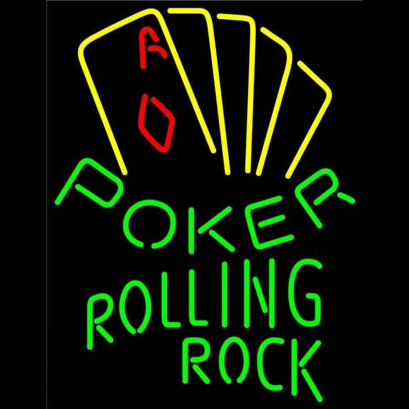 Rolling Rock Poker Yellow Beer Sign Neon Sign