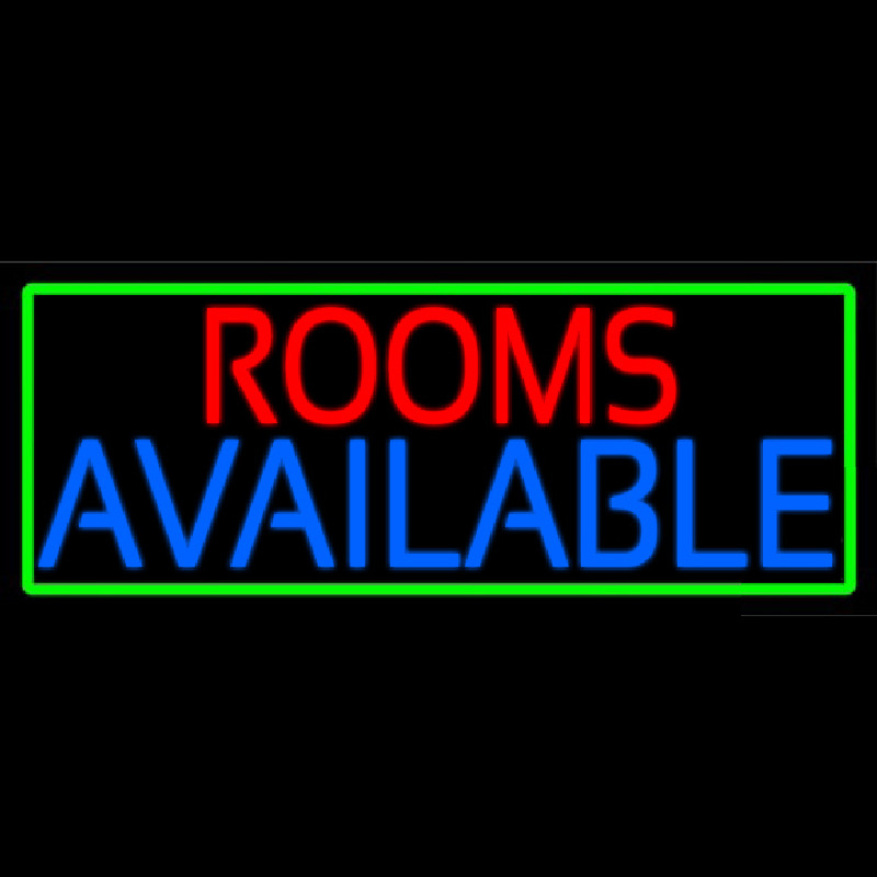 Rooms Available Vacancy With Green Border Neon Sign