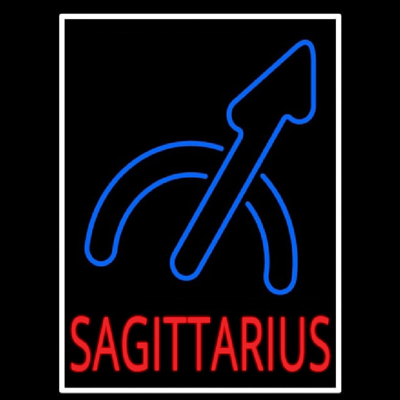 Sagittarius White Border Neon Sign