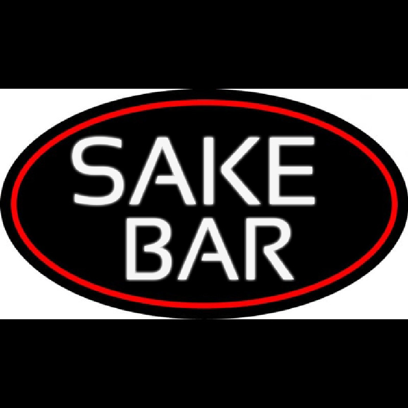 Sake Bar Oval With Red Border Neon Sign