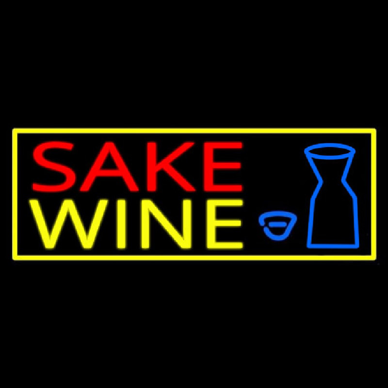 Sake Wine With Bottle And Glass Neon Sign