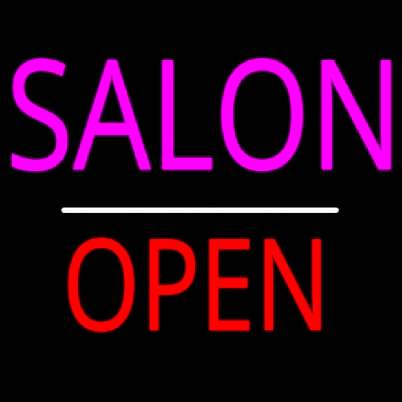Salon Open White Line Neon Sign