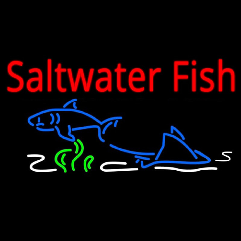 Saltwater Fish Red Te t With Colored Fish Scene Neon Sign