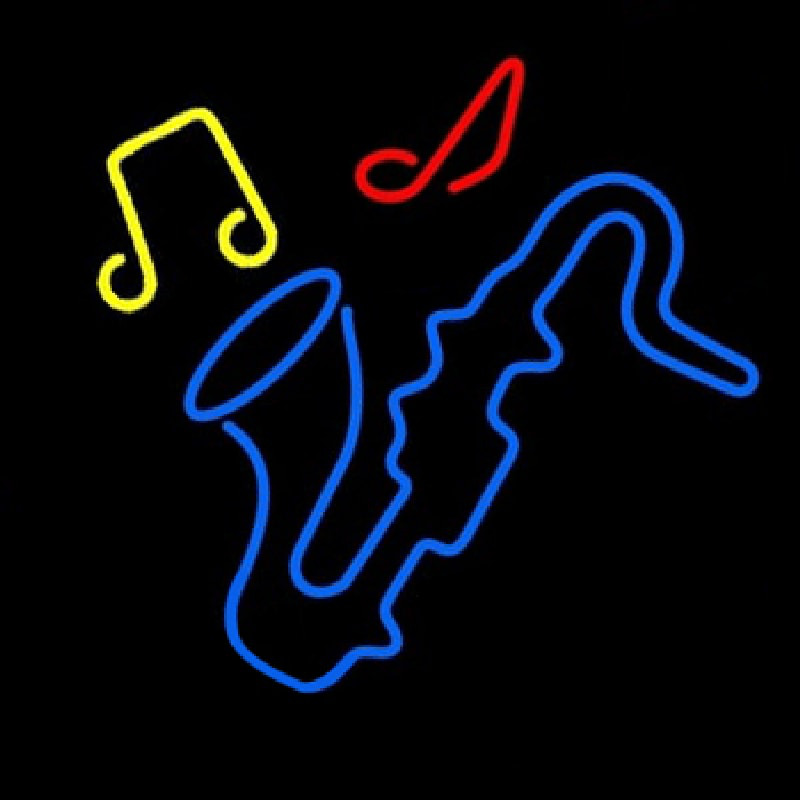 Saxophone With Musical Notes Neon Sign