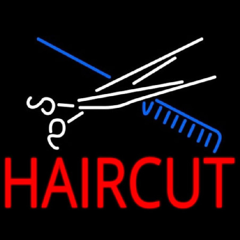 Scissor And Comb Haircut Neon Sign