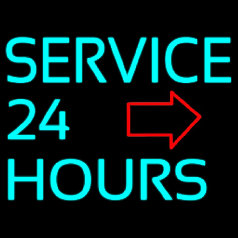Service 24 Hours Neon Sign