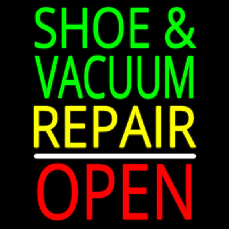 Shoe And Vacuum Repair Open Neon Sign