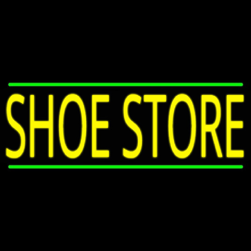 Shoe Store With Green Line Neon Sign