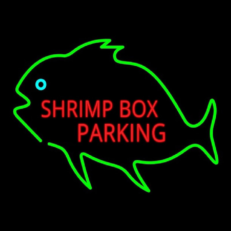 Shrimp Bo  Parking With Green Fish Neon Sign
